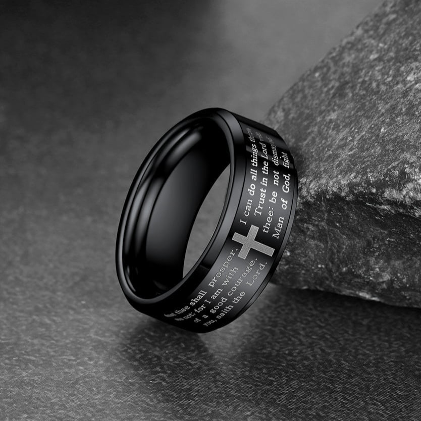 FaithHeart Lord's Prayer Cross Band Ring For Men FaithHeart