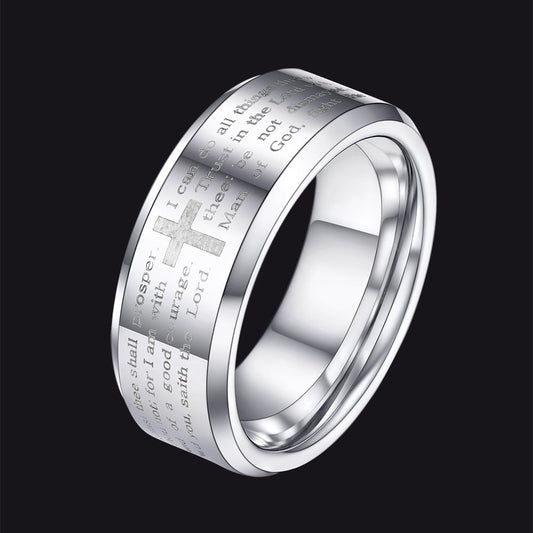 FaithHeart Lord's Prayer Cross Band Ring For Men FaithHeartimg
