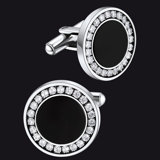 FaithHeart Black Onyx Amulet Cufflinks With Cubic Zirconiaimg