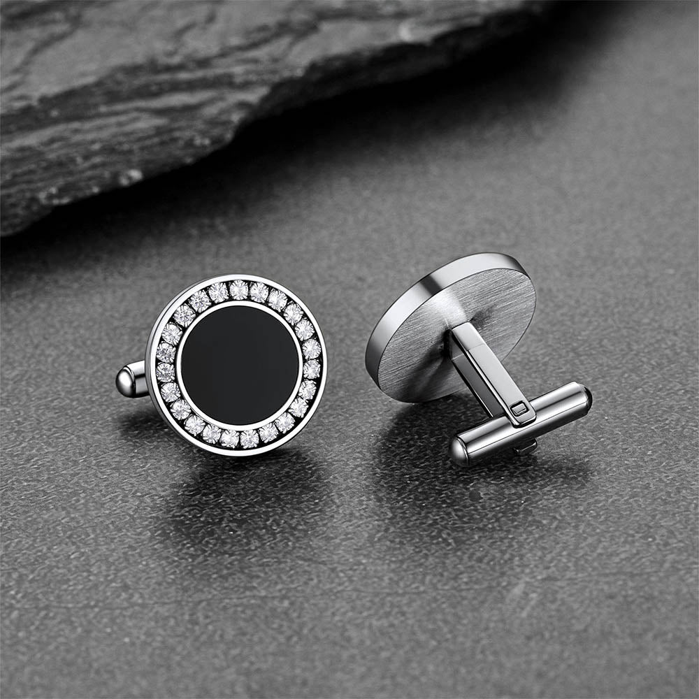 FaithHeart Black Onyx Cufflinks With Cubic Zirconia