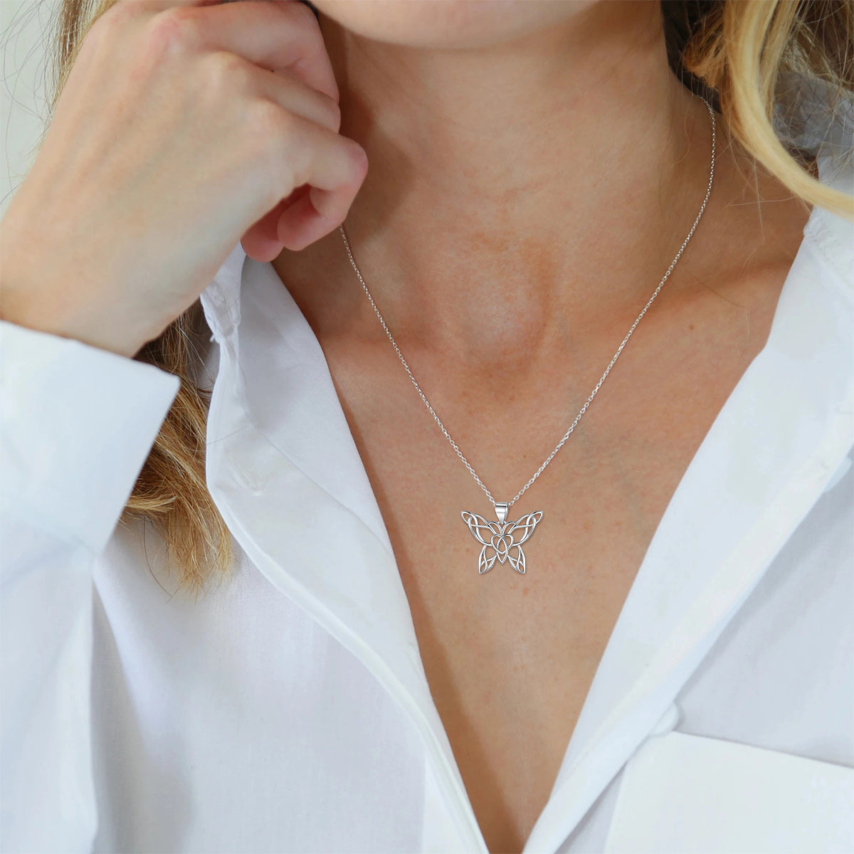 FaithHeart Celtic Knot Butterfly Pendant Necklace in Sterling Silver FaithHeart