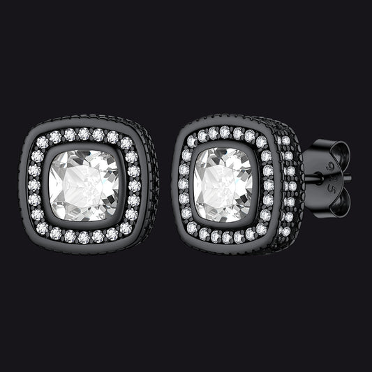 FaithHeart Sterling Silver Cubic Zirconia Stud Earrings Cushion Cut Earrings FaithHeartimg