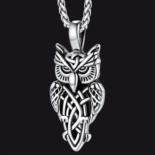 FaithHeart Celtic Knot Owl Pendant Necklace Stainless Steelimg