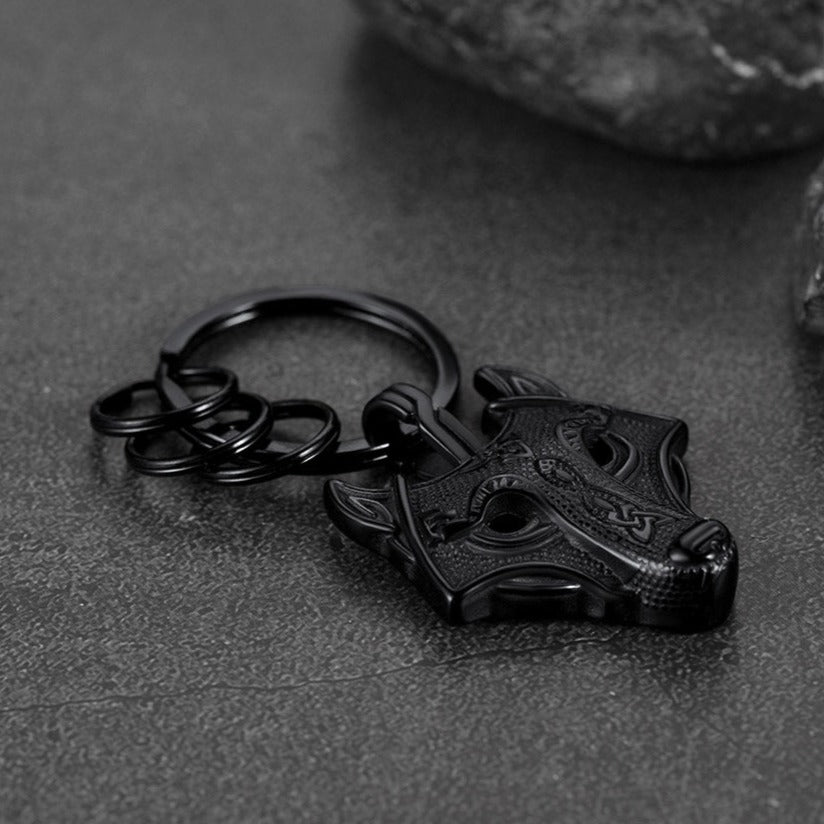 FaithHeart Celtic Knot Wolf Head Keychain