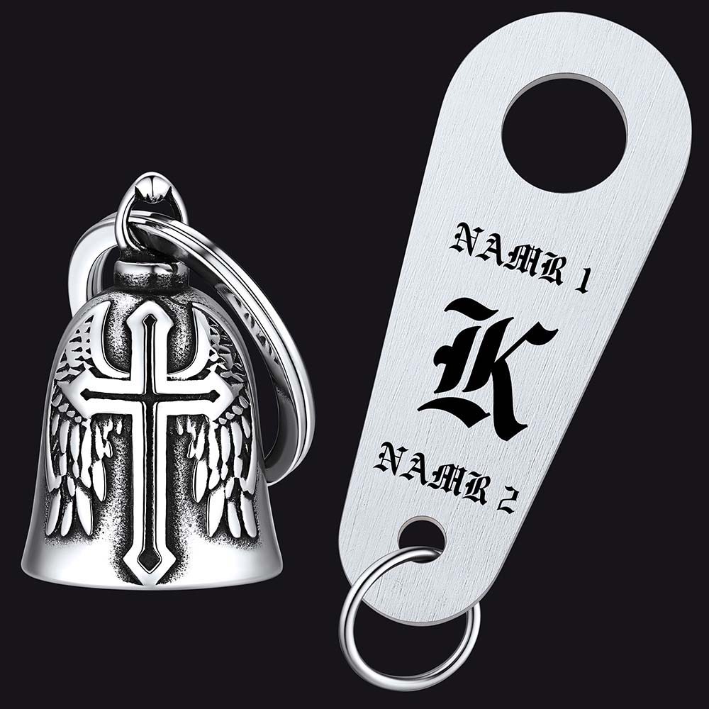 FaithHeart Cross Wing Motorcycle Bell for Bikers Good Luck Riding Bell FaithHeart Jewelry