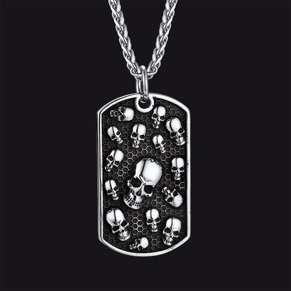 FaithHeart Custom Gothic Skull Dog Tag Necklace
