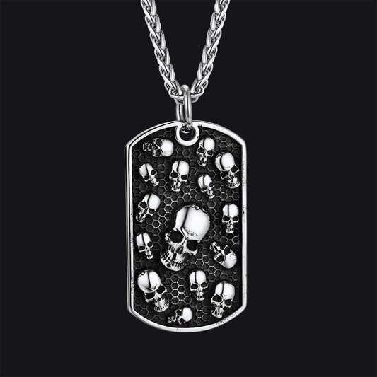 FaithHeart Custom Gothic Skull Dog Tag Necklaceimg