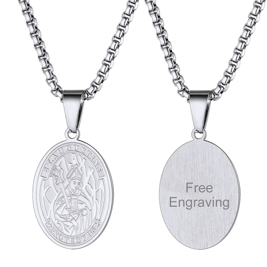 FaithHeart Custom Saint Augustine Necklace Catholic Medal Necklace FaithHeartimg