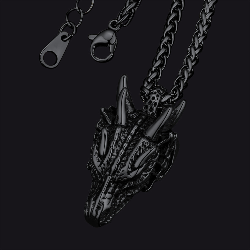 FaithHeart Dragon Head Pendant Necklace Black