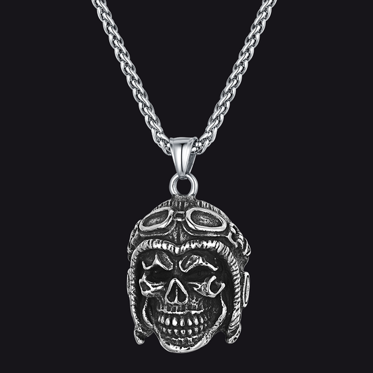 FaithHeart Flying Helmet Skull Ketting Antieke Necklaceimg