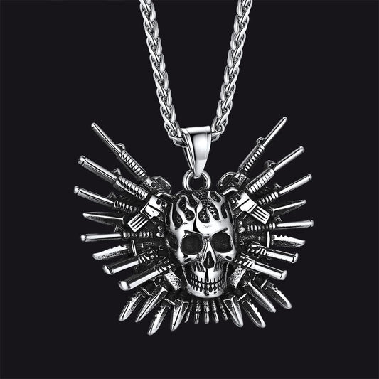 FaithHeart Gothic Full Armed Skull Pendant Necklaceimg
