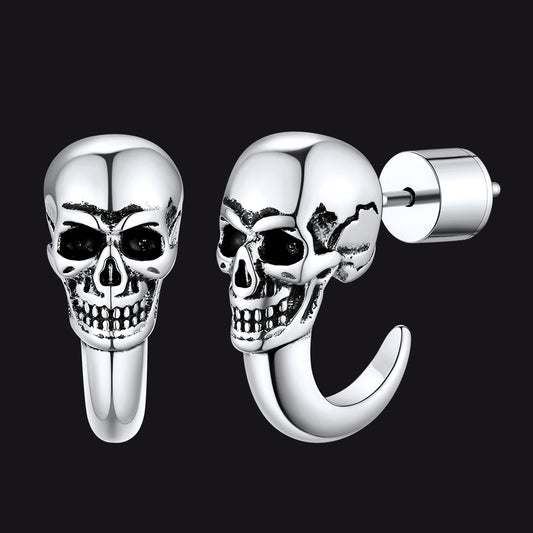FaithHeart Gothic Half-Circle Skull Huggie Earringsimg