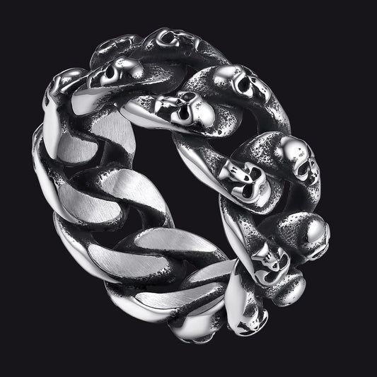 FaithHeart Gothic Skull Cuban Chain Ring Stainless Steelimg