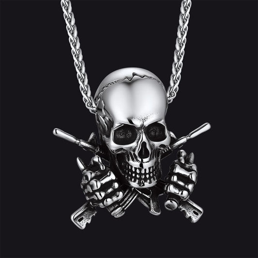FaithHeart Gothic Skull Pendant Necklace Stainless Steelimg