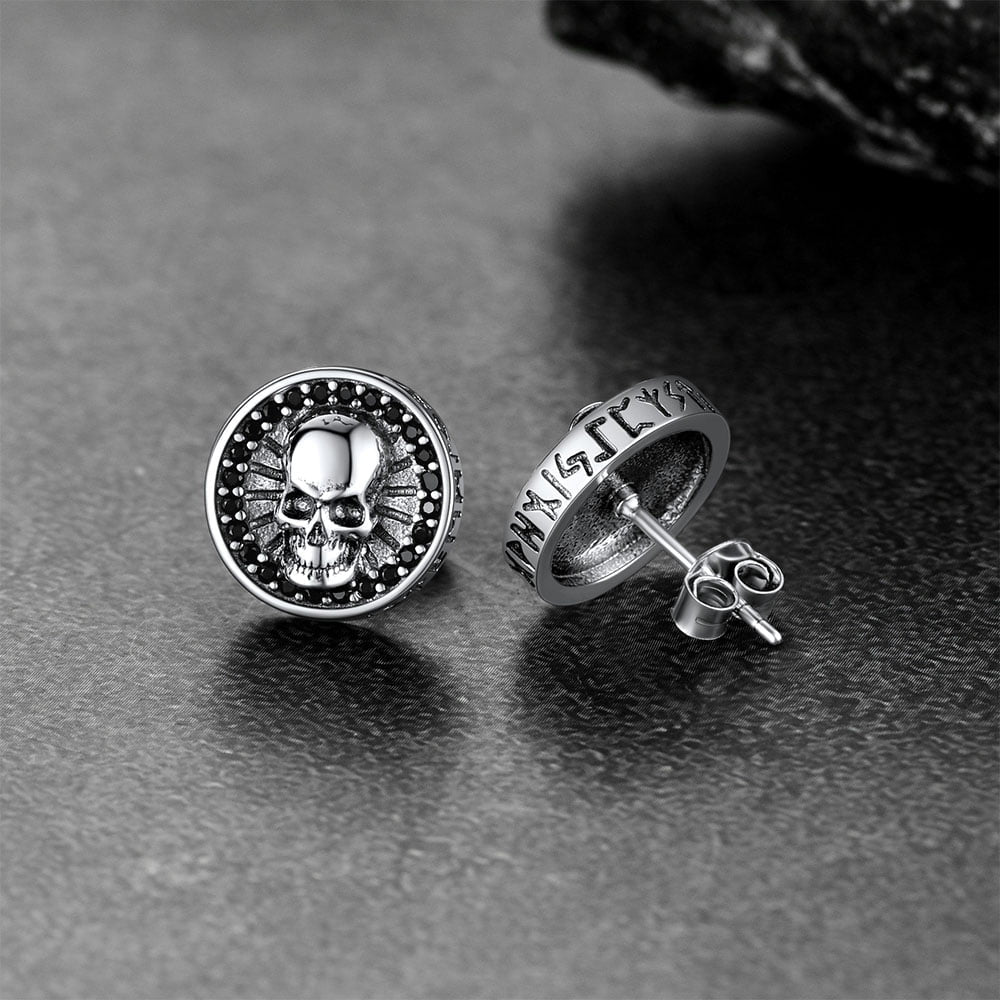 FaithHeart Gothic Skull Stud Earrings