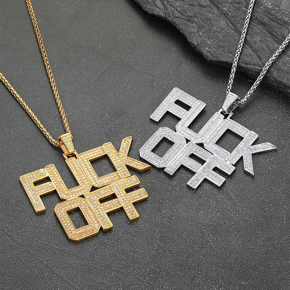 FaithHeart F*CK Off Hip Hop Letter Pendant Necklace  for Men FaithHeart Jewelry