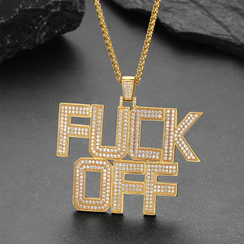 FaithHeart F*CK Off Hip Hop Letter Pendant Necklace  for Men FaithHeart Jewelry