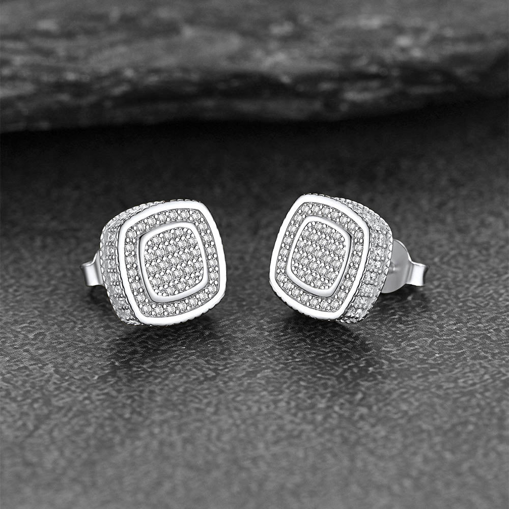 FaithHeart Cubic Zirconia Iced Out Stud Earrings Cushion Cut Earrings FaithHeart
