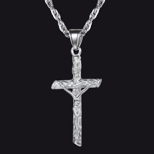 FaithHeart Jesus Cross Crucifix Necklace For Men