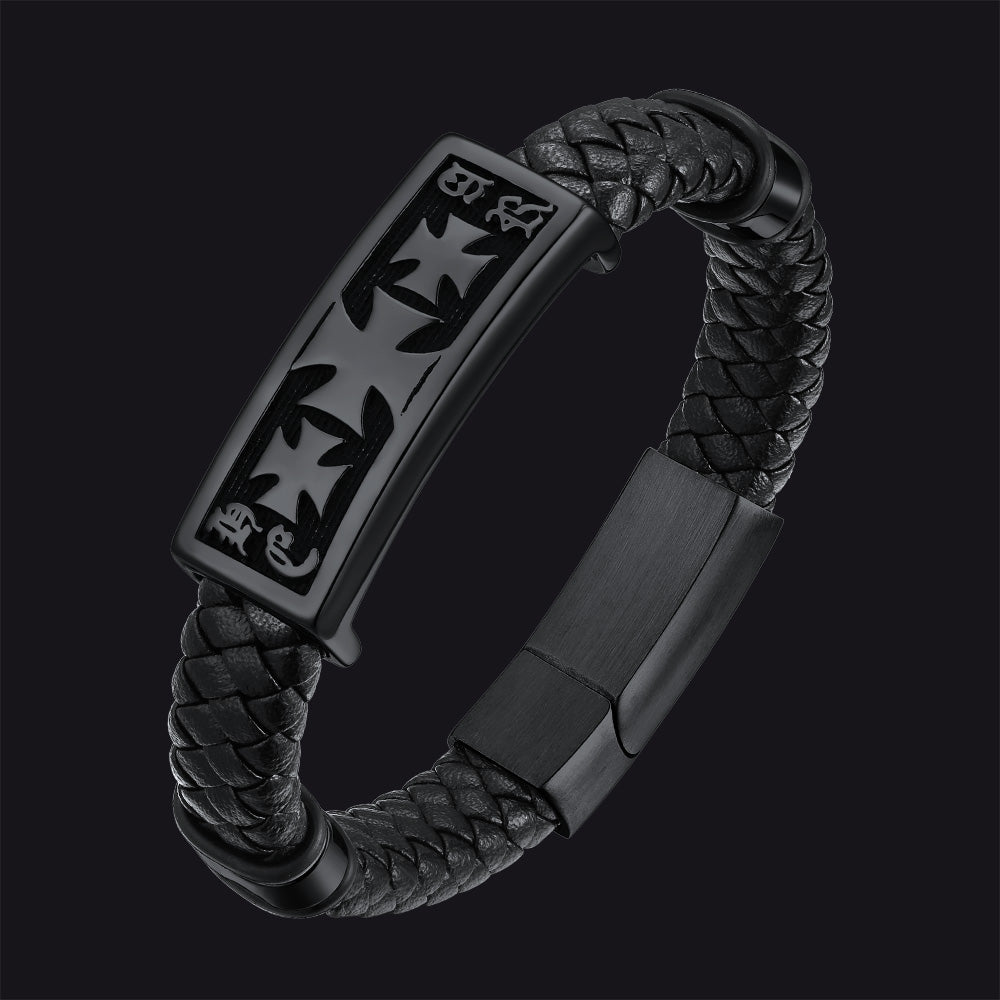 FaithHeart Christian Knights Templar Cross Leather Bracelet FaithHeart