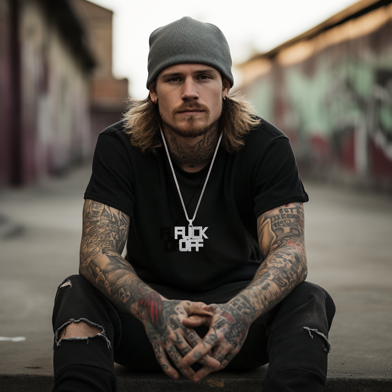 FaithHeart F*CK Off Hip Hop Letter Pendant Necklace for Men FaithHeart Jewelry