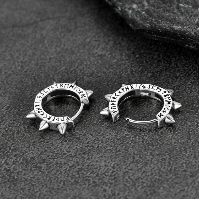 FaithHeart Rivet Runes Hoop Earrings
