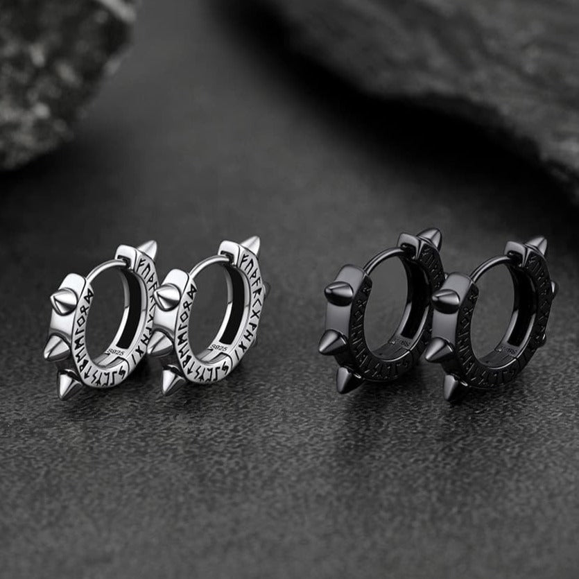 FaithHeart Rivet Runes Hoop Earrings