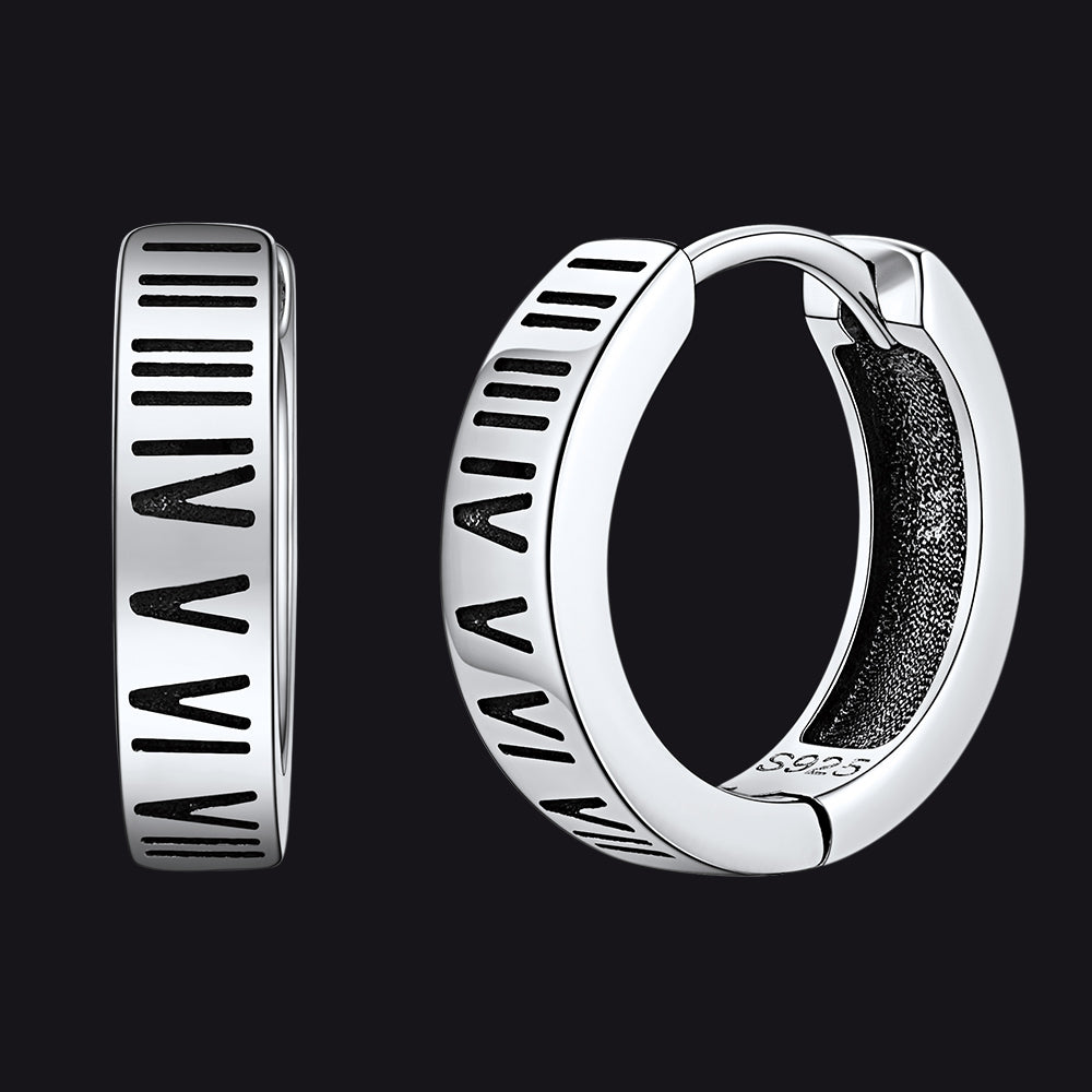 FaithHeart Roman Numerals Hoop Huggie Earrings For Men
