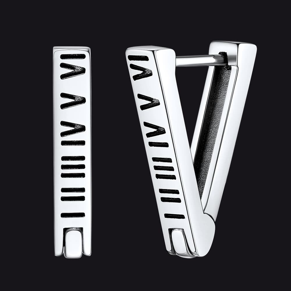 FaithHeart Roman Numerals Huggie Hoop Earrings For Men