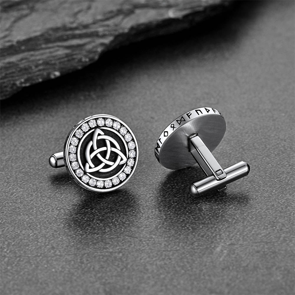 FaithHeart Runes Cufflinks With Cubic Zirconia