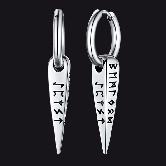 FaithHeart Runes Dangle Earrings For Men