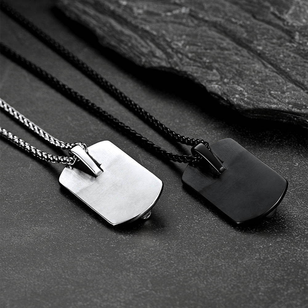 FaithHeart Skulls Dog Tag Necklace