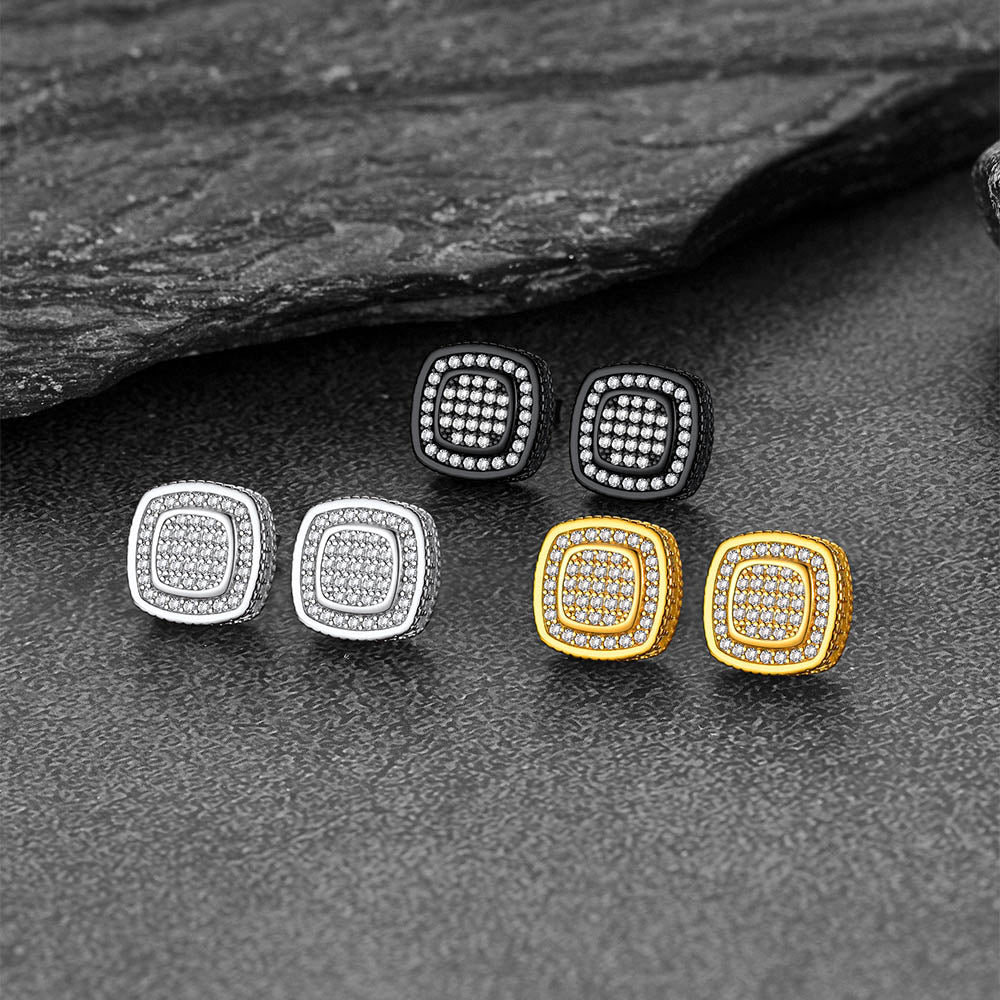 FaithHeart Cubic Zirconia Iced Out Stud Earrings Cushion Cut Earrings FaithHeart