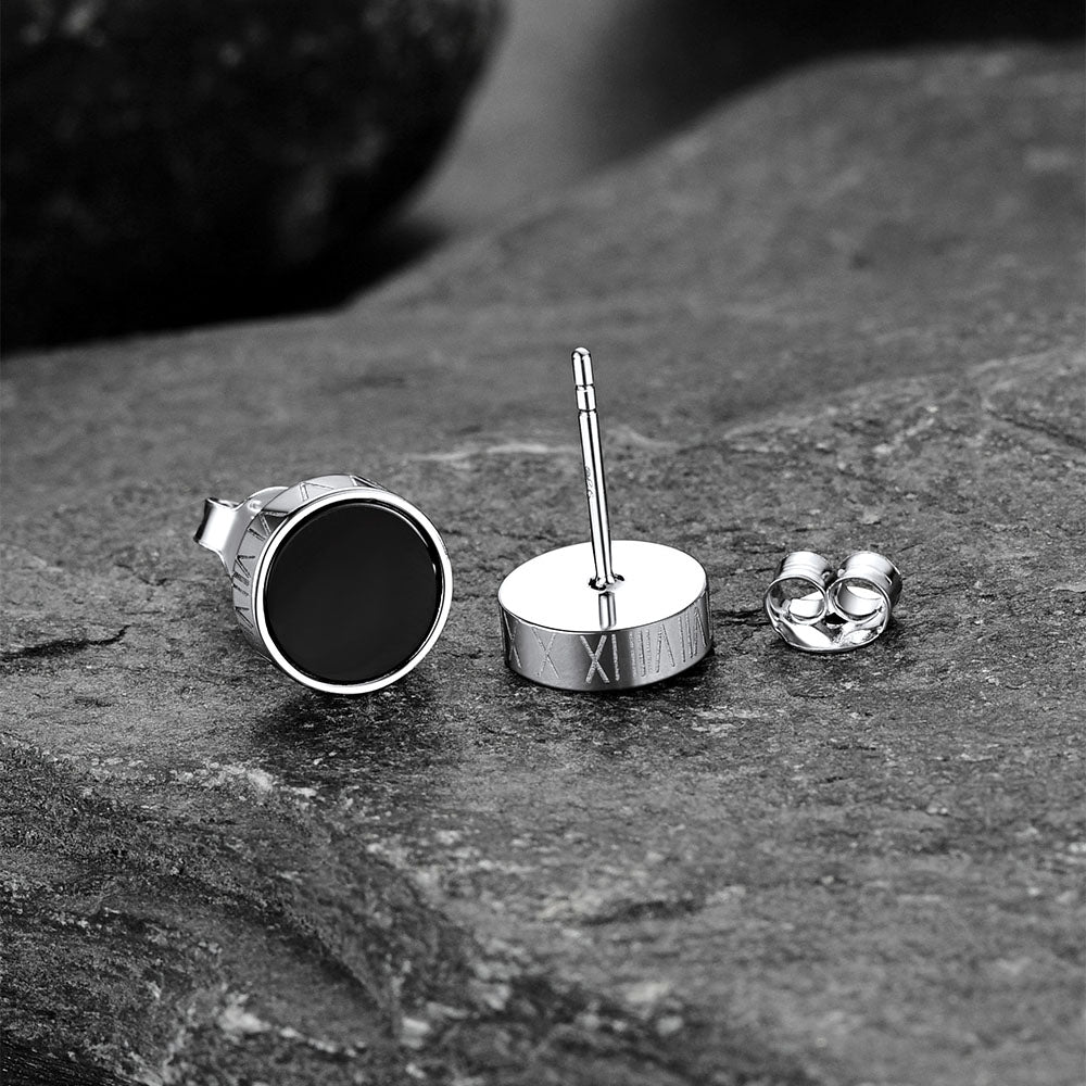 FaithHeart Silver Roman Numerals Stud Earrings