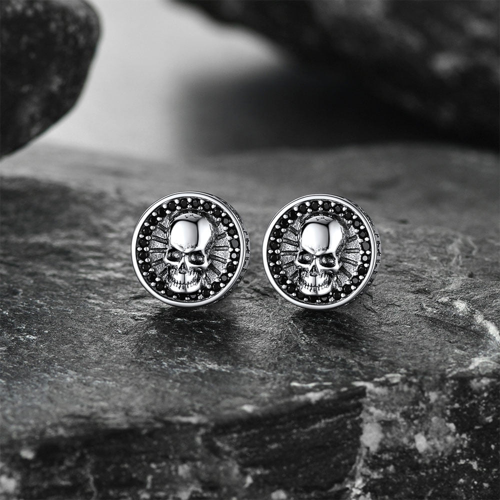 FaithHeart Skull  Stud Earrings For Men