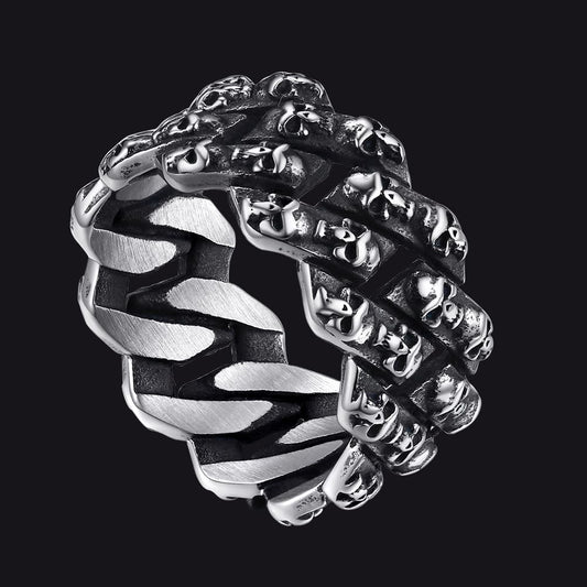 FaithHeart Skull Diamond Chain Rings For Men Stainless Steelimg