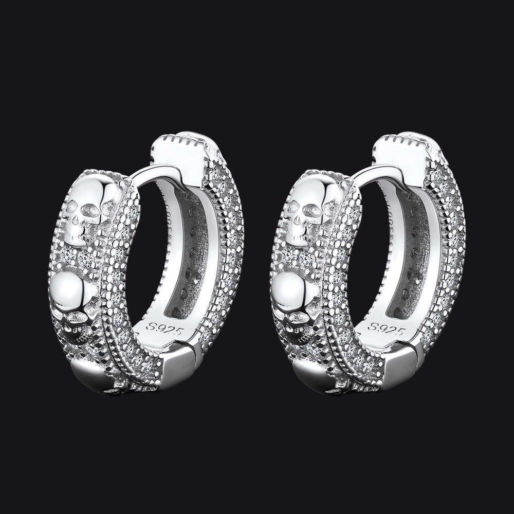 FaithHeart Skull Huggie Hoop Earrings For Men Women