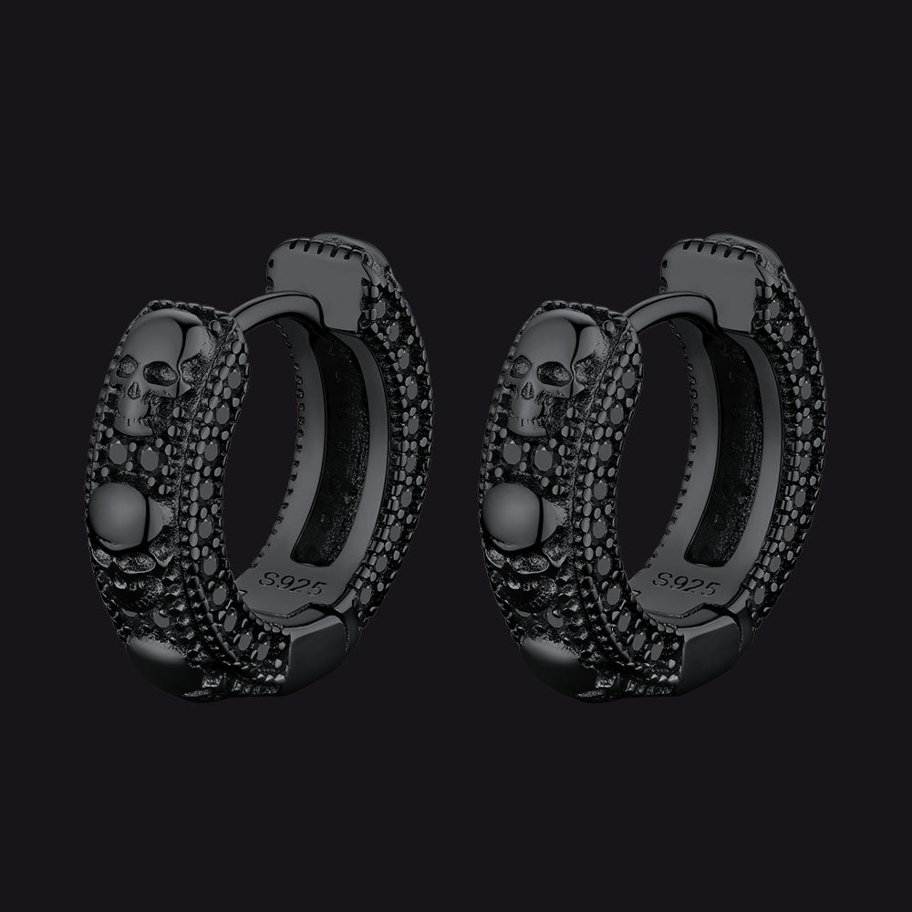 FaithHeart Skull Huggie Hoop Earrings For Men Women