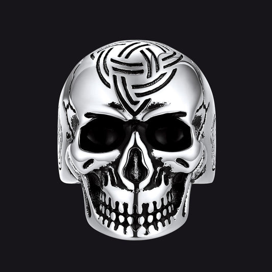 FaithHeart Skull Ring With Viking Celtic Trinity Knot For Menimg
