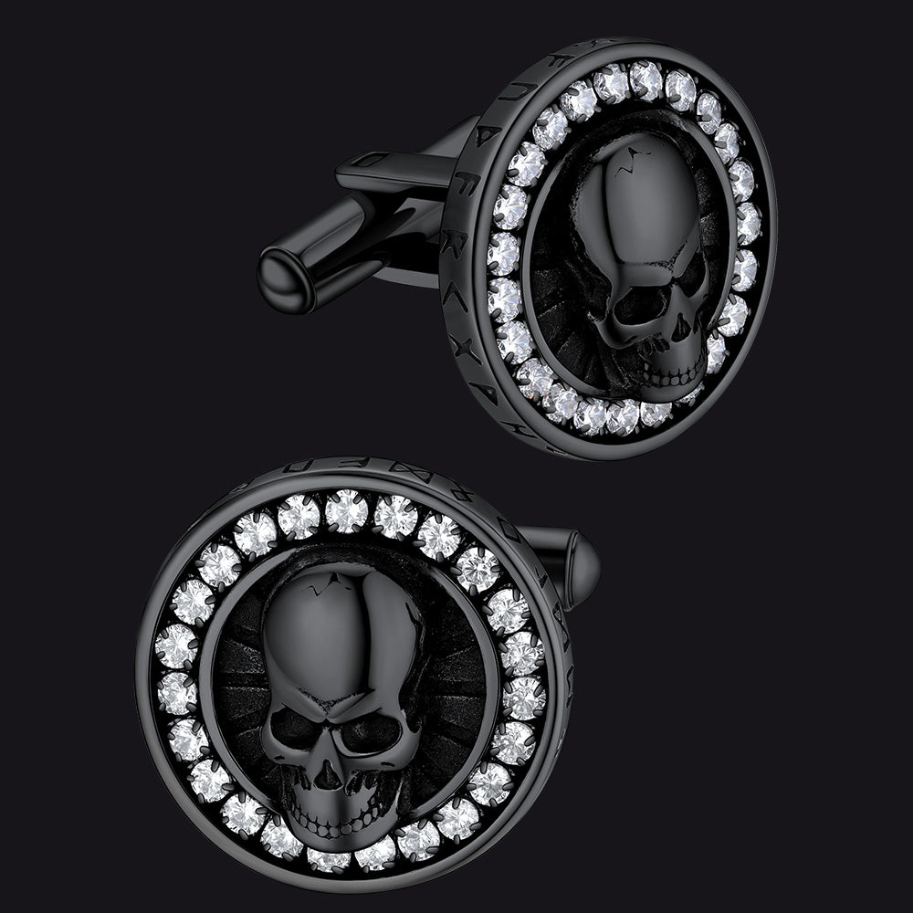 FaithHeart Skull Runes Cufflinks Black