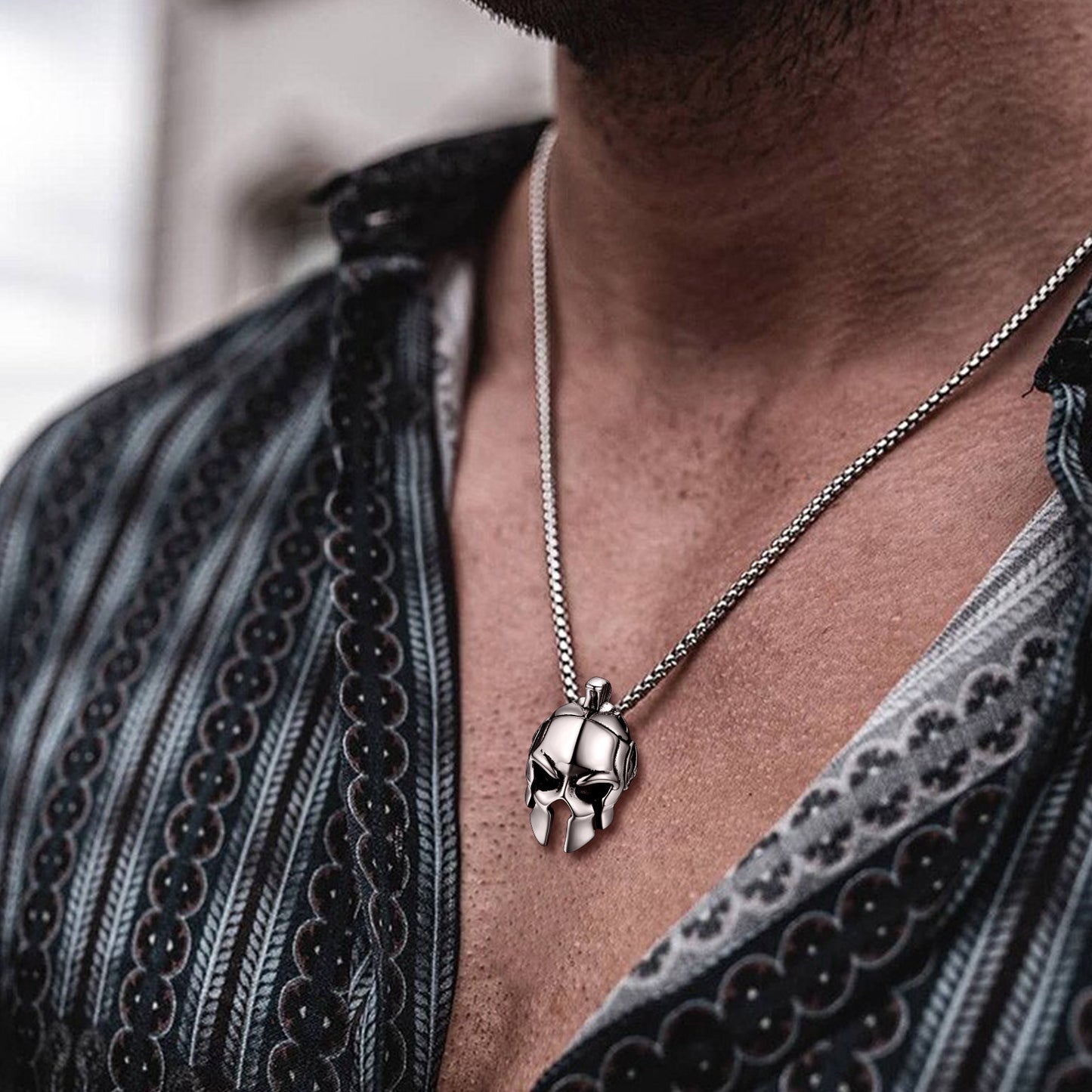 FaithHeart Spartan Helmet Pendant Necklace Greece Jewelry for Men FaithHeart