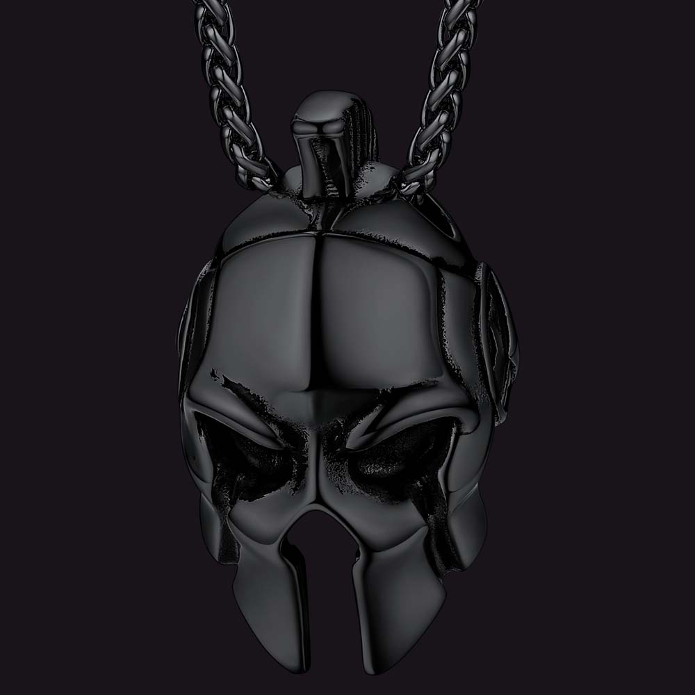FaithHeart Spartan Helmet Pendant Necklace Greece Jewelry for Men Black