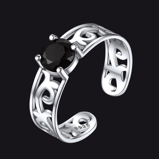 FaithHeart Sterling Silver Black Cubic Zirconia Celtic Ringsimg