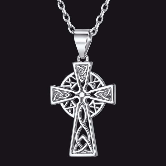 FaithHeart Sterling Silver Celtic Knot Cross Necklace For Men/Women