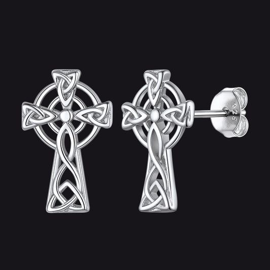 FaithHeart Sterling Silver Celtic Knot Cross Stud Earrings FaithHeart Jewelry