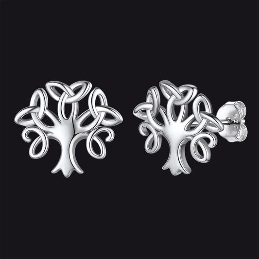 FaithHeart Sterling Silver Celtic Knot Tree of Life Stud Earringsimg