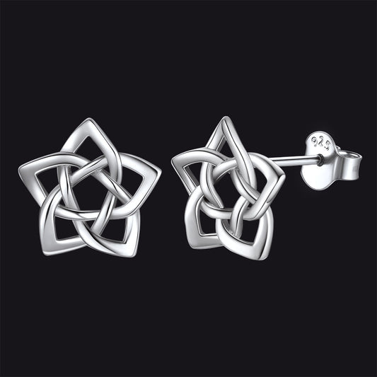FaithHeart Sterling Silver Celtic Knot pentagram Stud Earrings
