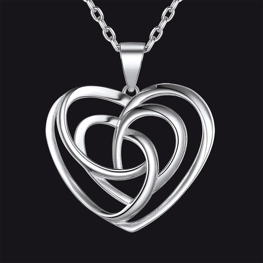 FaithHeart Sterling Silver Heart Celtic Trinity Knot Pendant Necklace