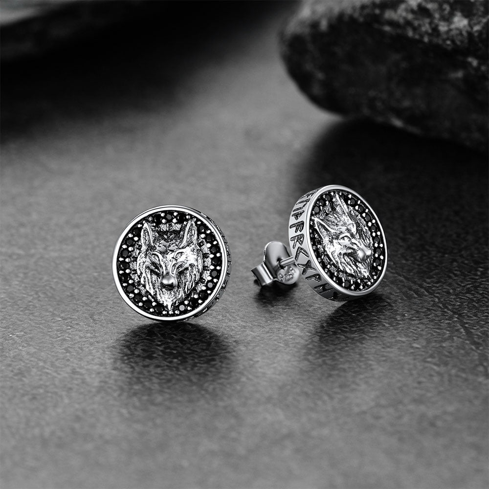FaithHeart Viking Wolf Stud Earrings