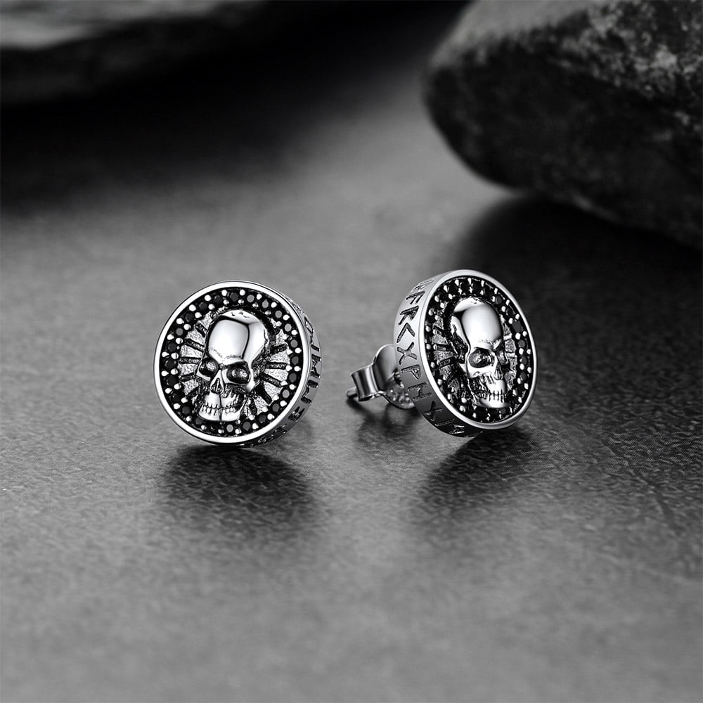FaithHeart Sterling Silver Stud Earrings For Men